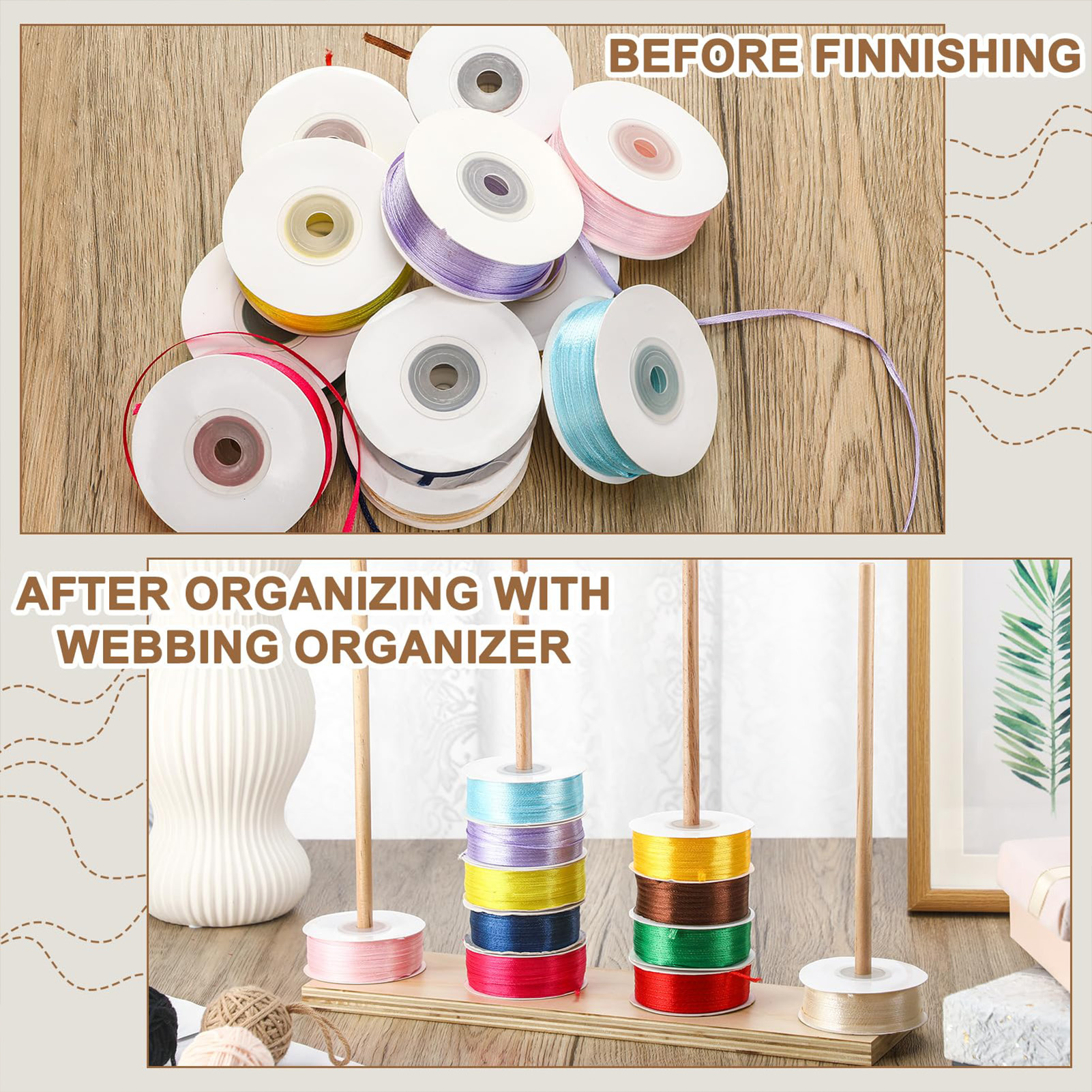 Wooden Ribbon Rack Storage Org - Florist Supply Ribbon 评论和价格