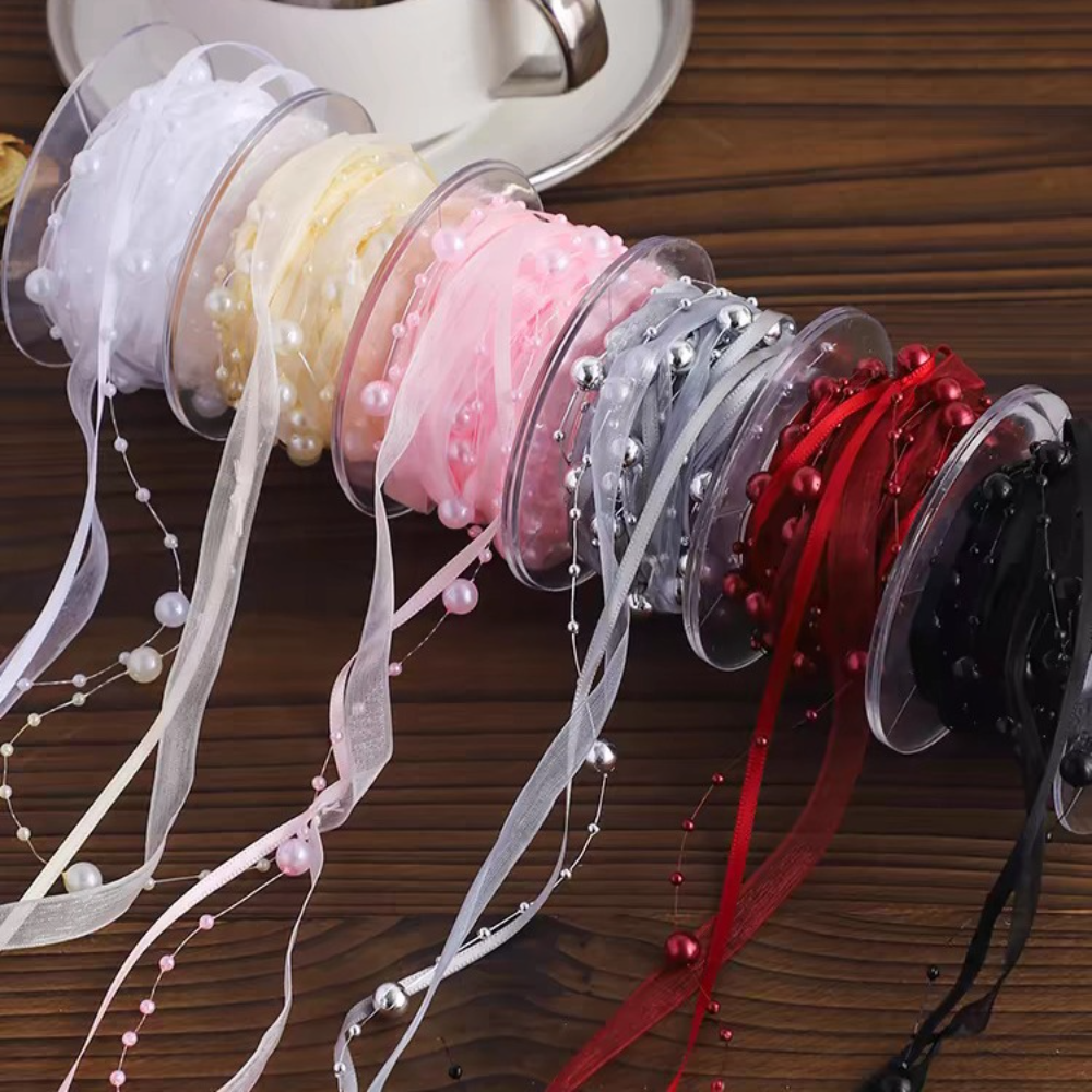 5Yards/Roll Bead Pearl Ribbon  - Florist Supply Ribbon 评论和价格