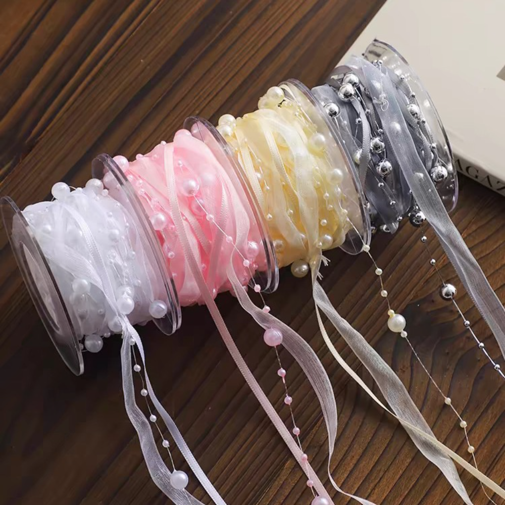 5Yards/Roll Bead Pearl Ribbon  - Florist Supply Ribbon 评论和价格