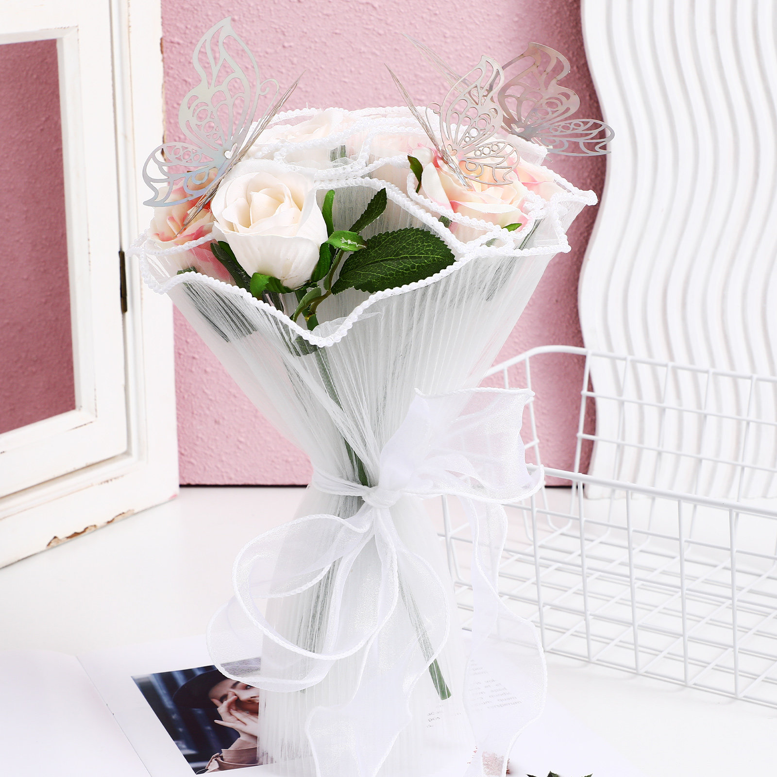 1Set Flower Bouquet Wrapping P - Florist Supply Ribbon 评论和价格