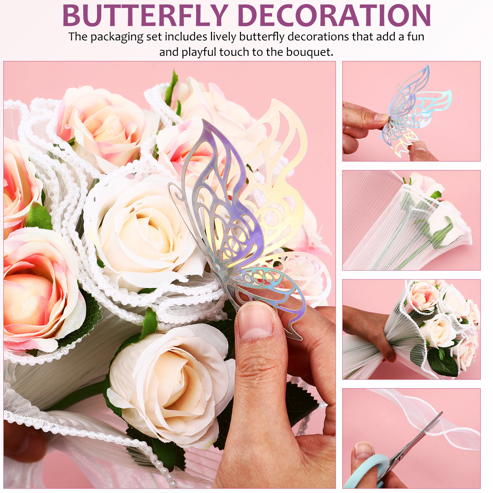 1Set Fresh Flower Bouquet Wrap - Florist Supply Ribbon 评论和价格