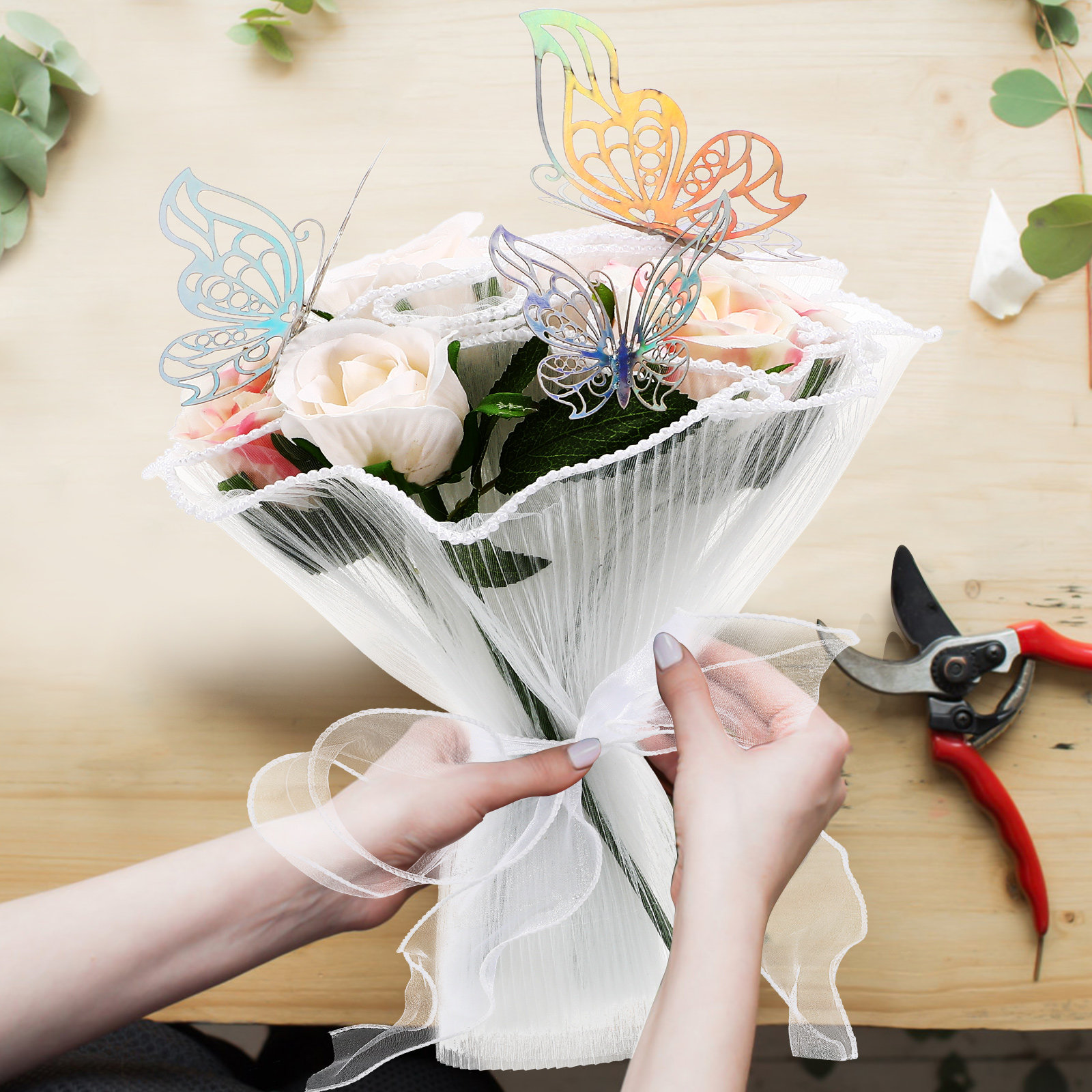 1Set Fresh Flower Bouquet Wrap - Florist Supply Ribbon 评论和价格